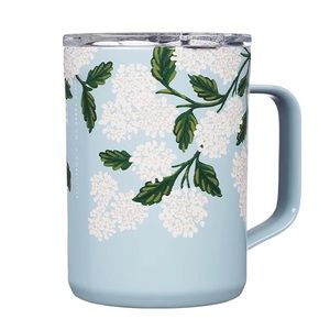Corkcicle Paper Rifle Co. Mug W Lid Stainless Steel 16 Oz Hydrangea Blue NWT